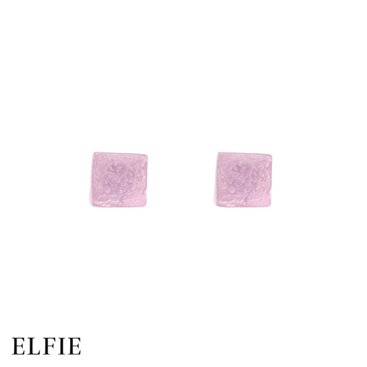 Pink Resin Cube Stud Earring