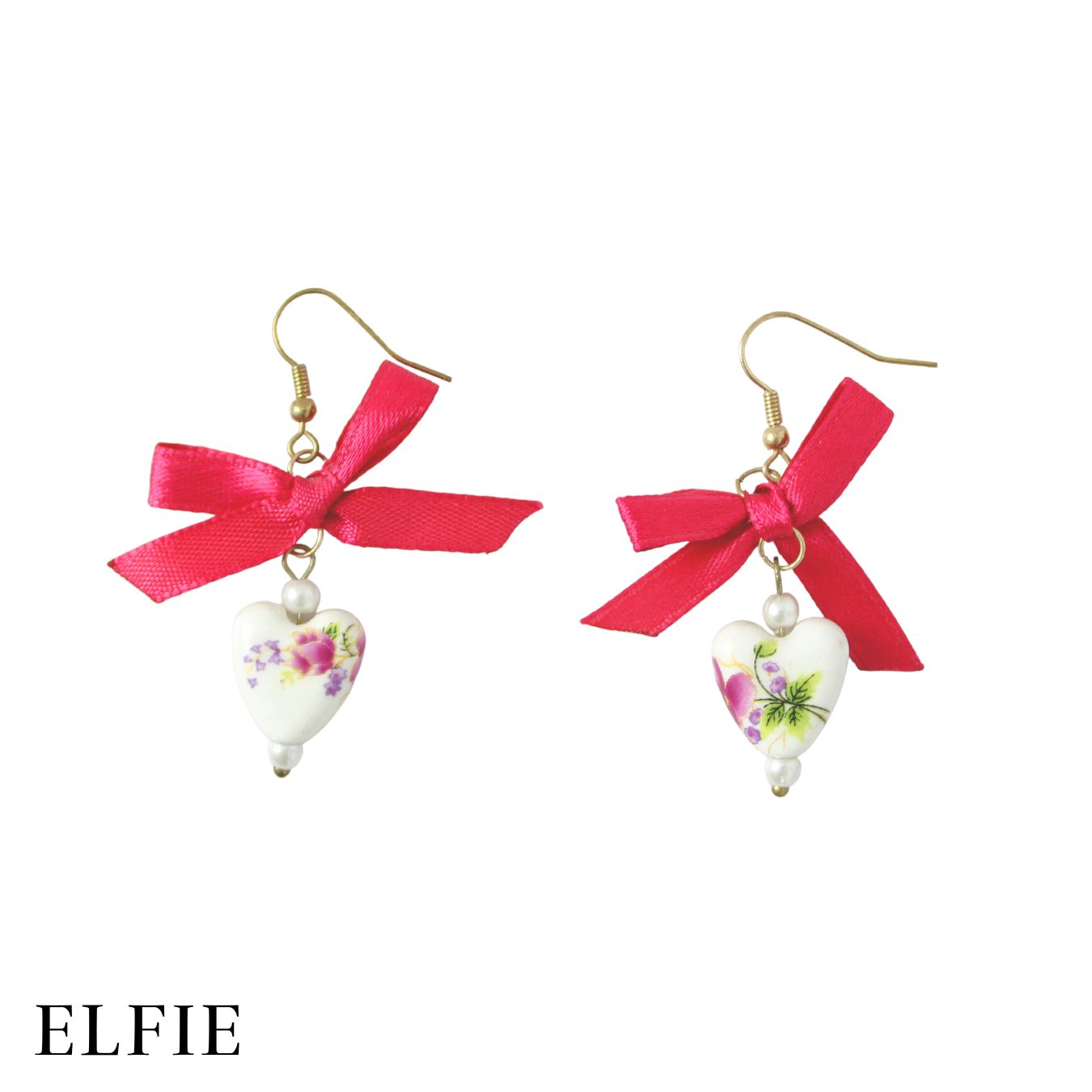 Red Bow Ceramic Earring