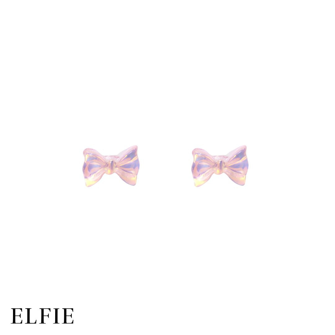 Pink Glossy Bow Stud Earring