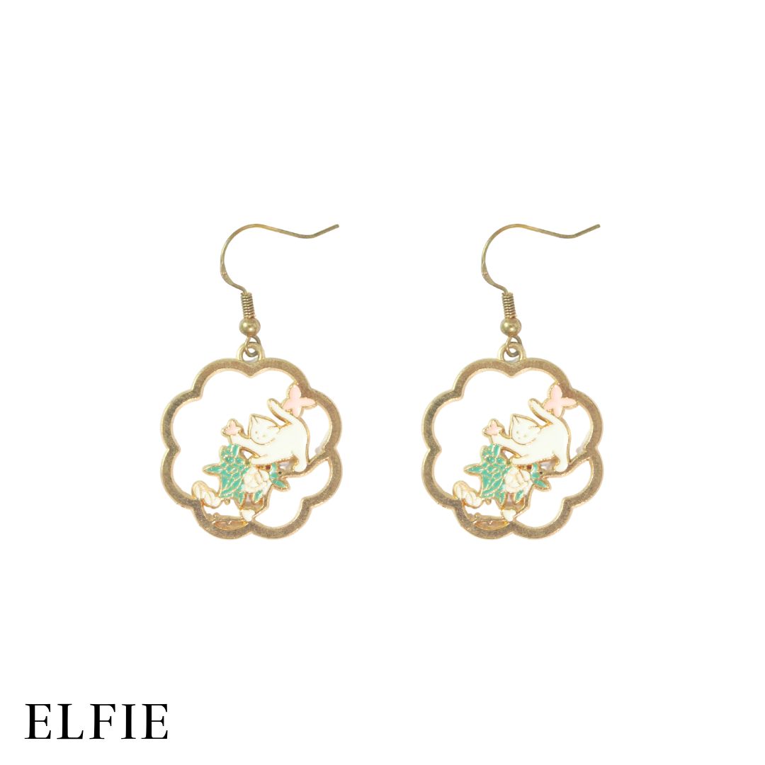 Butterfly Cat Metal Earring