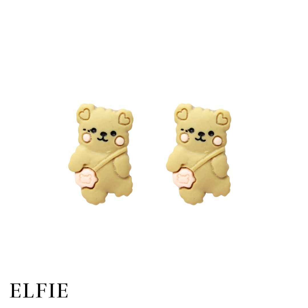 Cute Bear With Bag Stud Earring