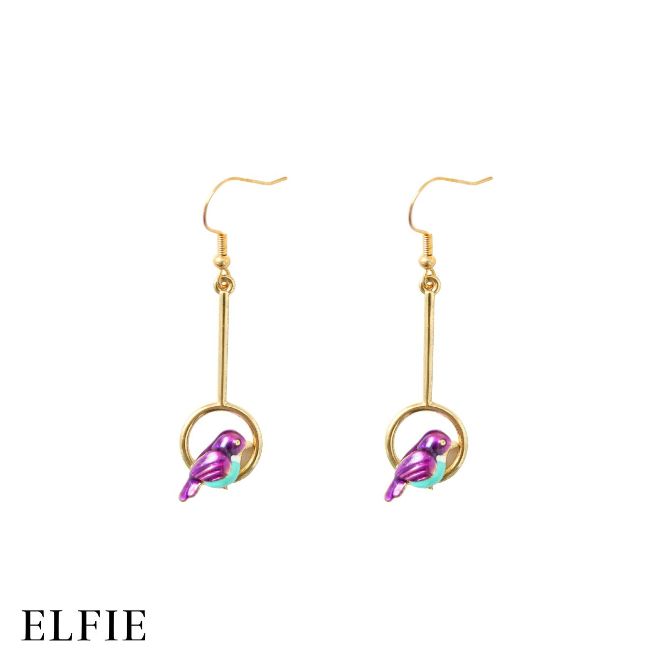 Purple Starling Bird Earring
