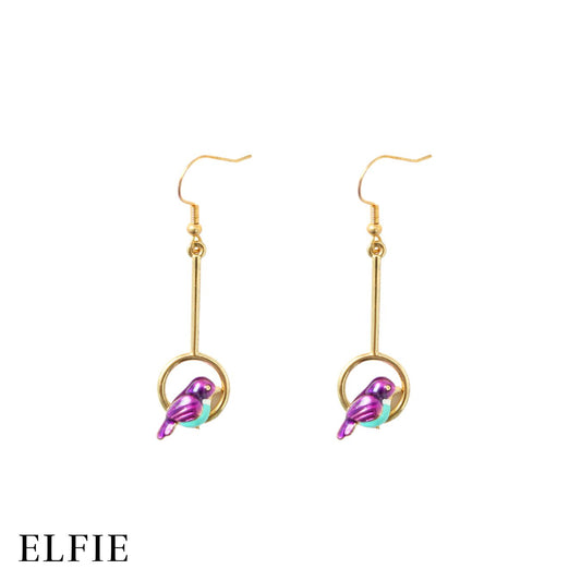 Purple Starling Bird Earring