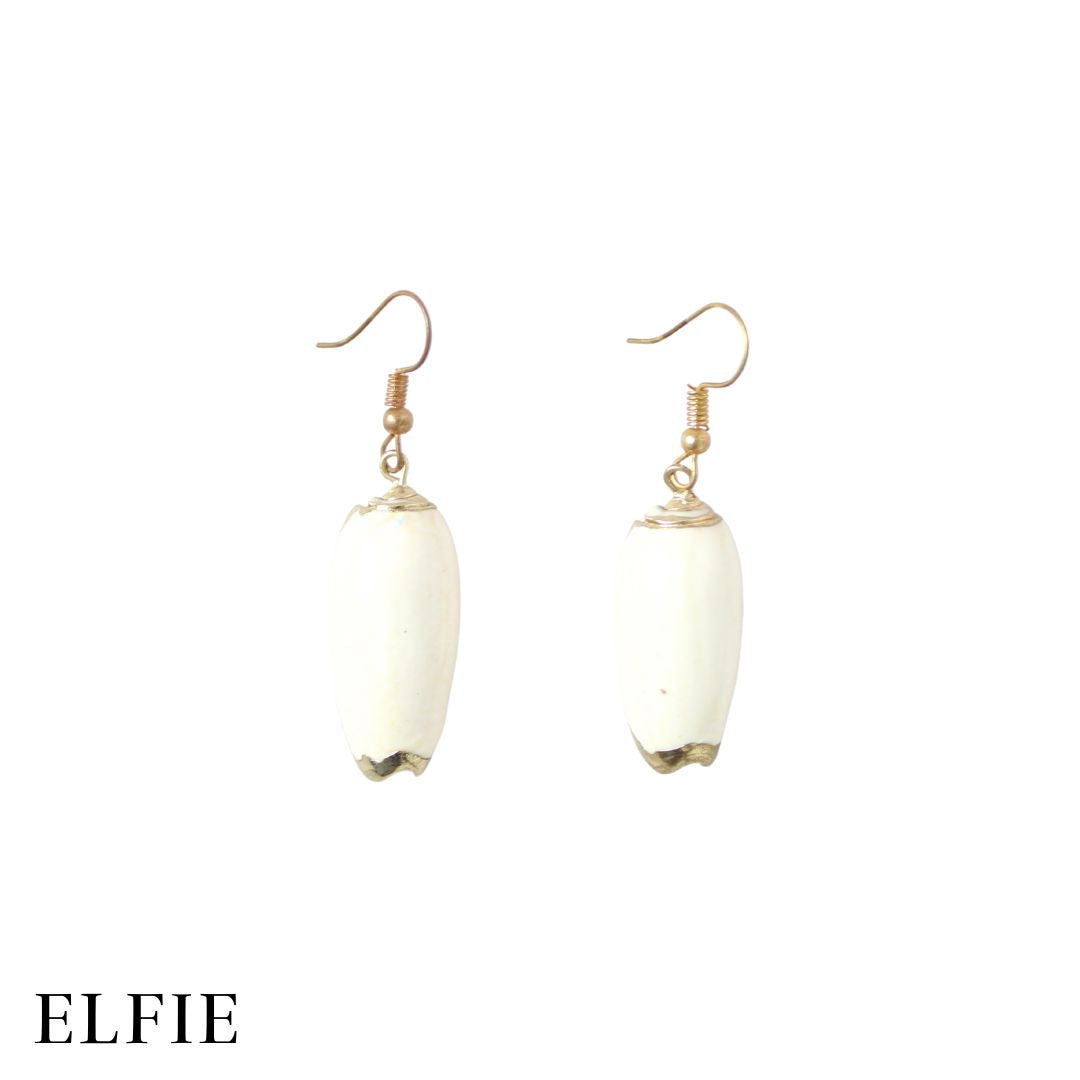 Olive White Shell Earring
