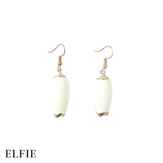 Olive White Shell Earring