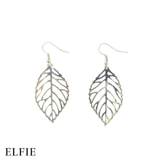 Silver Hollow Leaf Earring