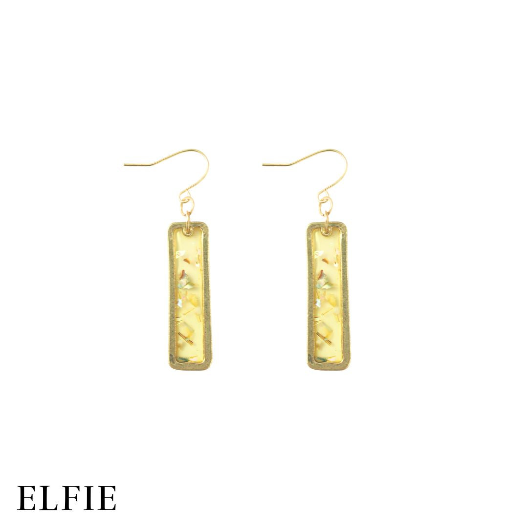 Golden Flakes Resin Drop Earring