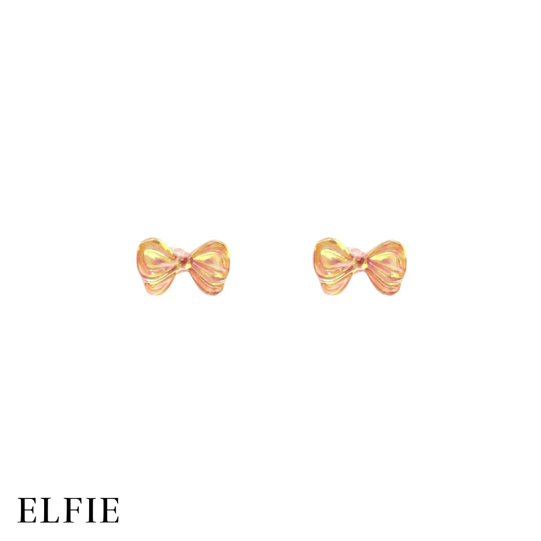Pink Resin Bow Stud Earring