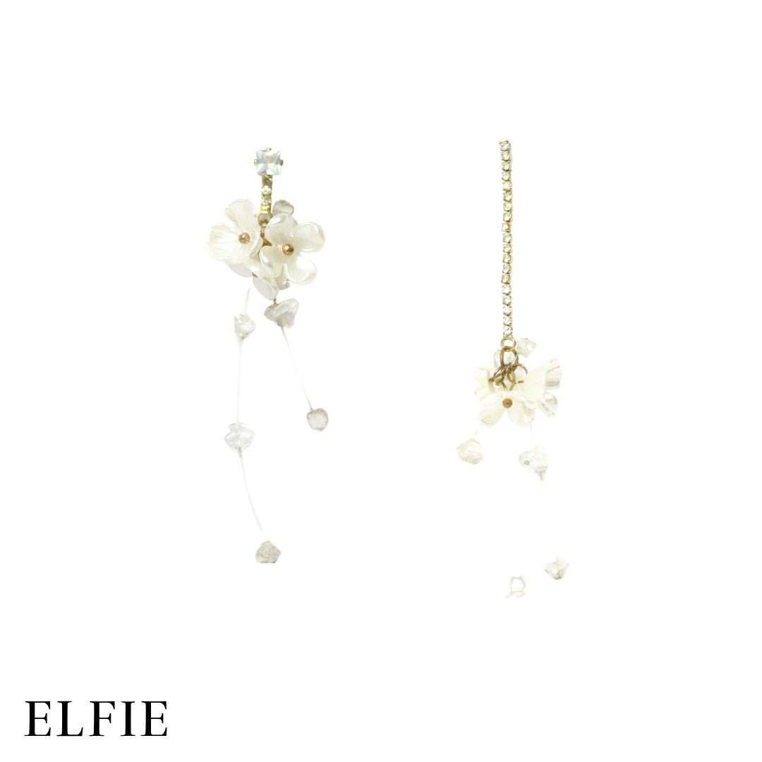 White Floral Pendant Earring