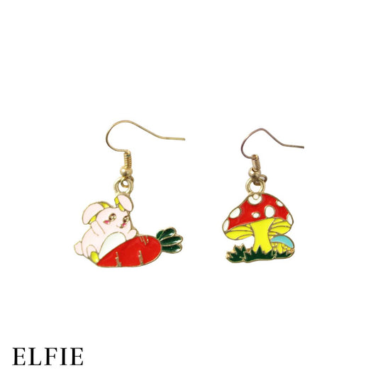 Cute Rabbit & Mushroom Earring