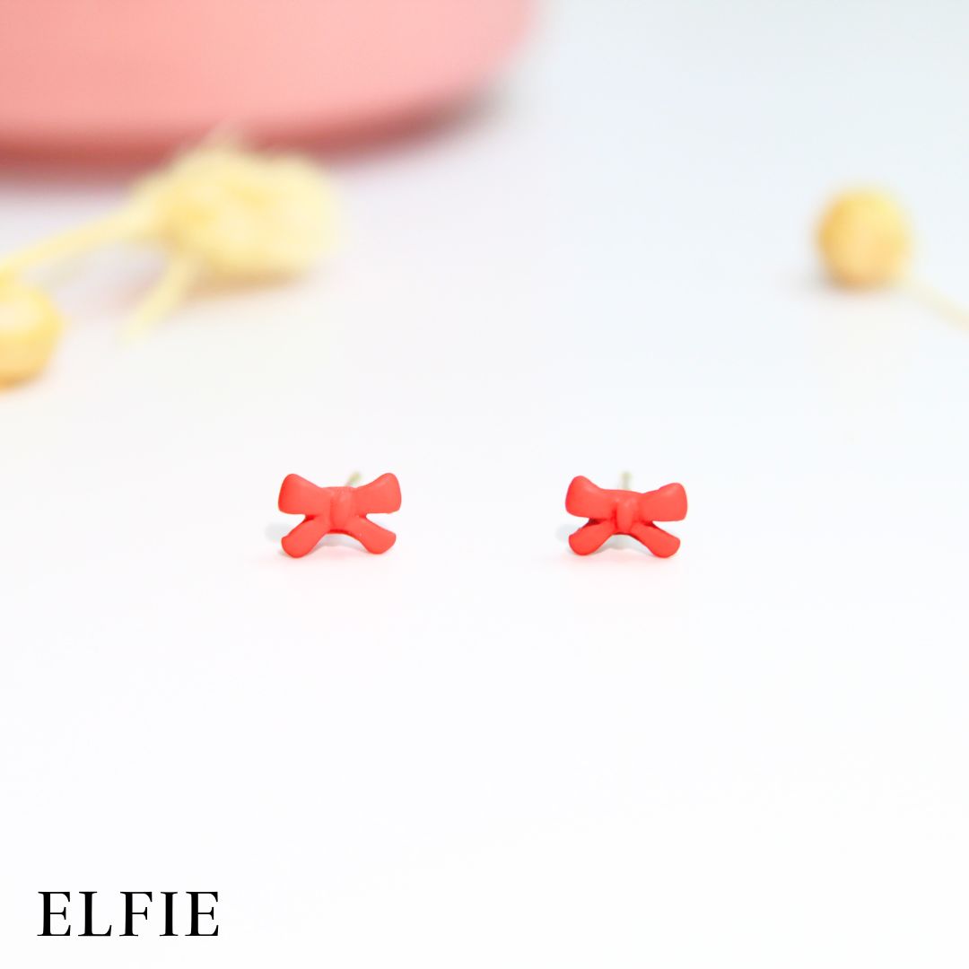 Red Ribbon Stud Earring