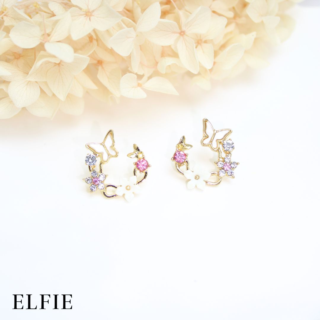 Butterfly Shiny Floral Stud Earing