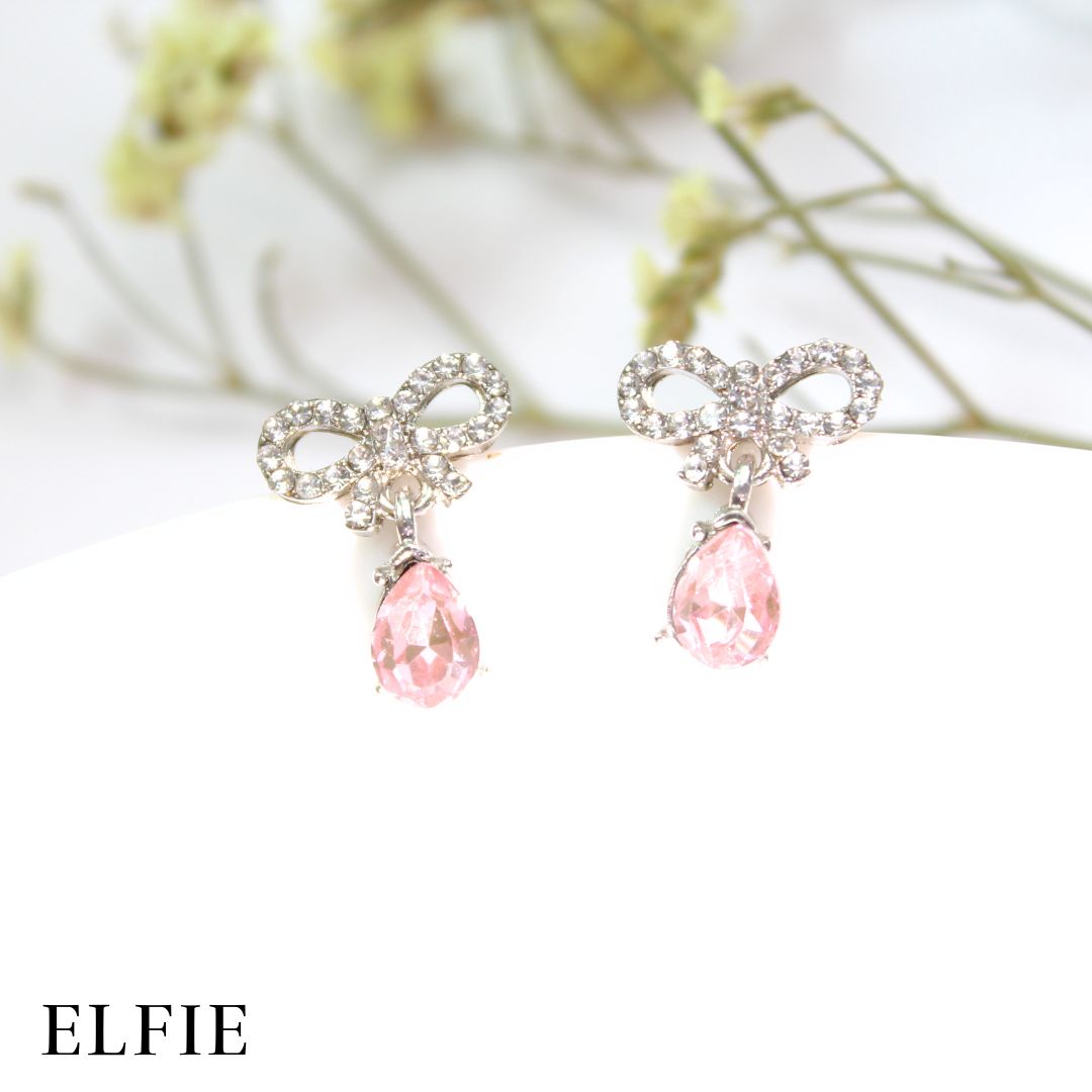Ribbon Pinkish Pearl Stud Earring