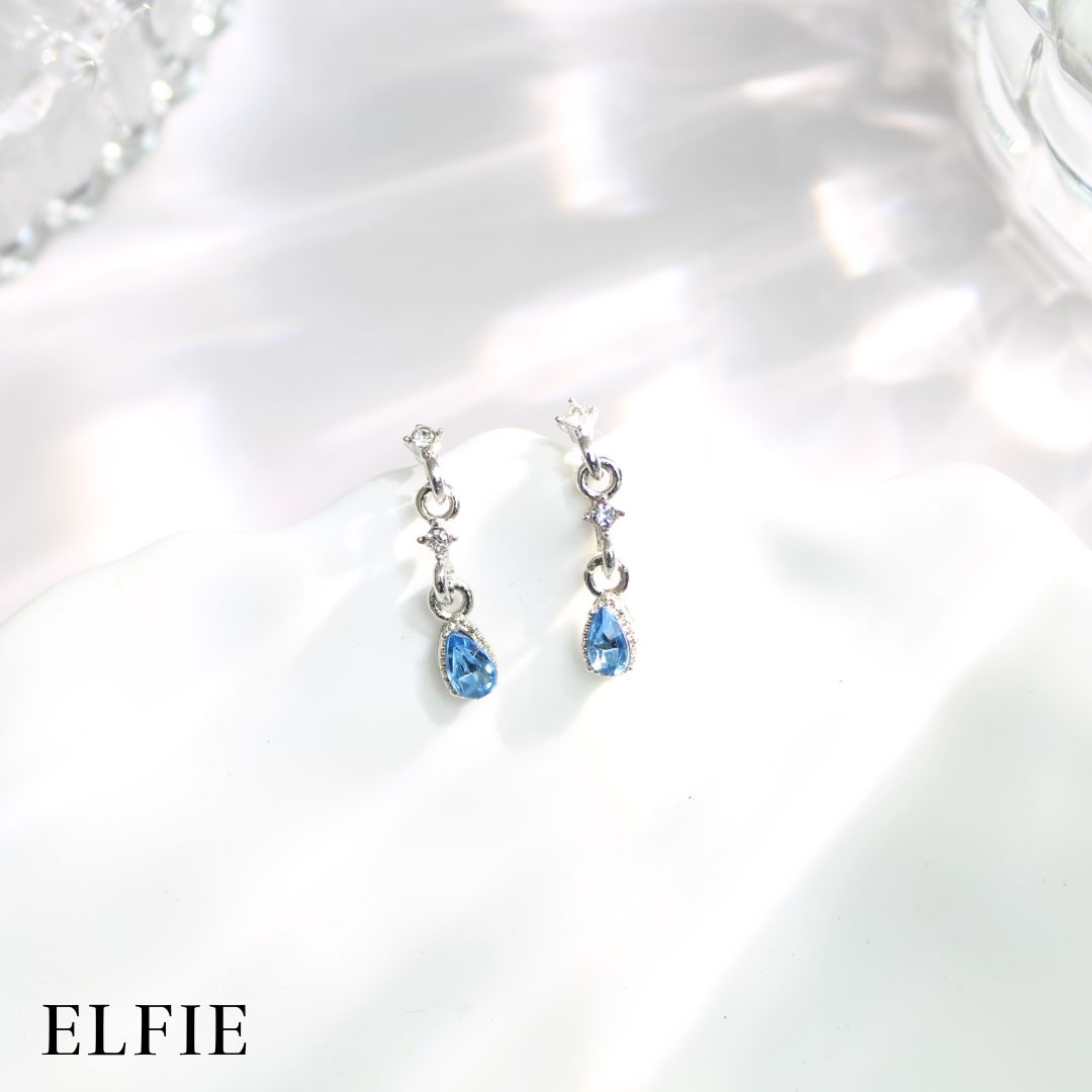 Blue Pendant Drop Stud Earring