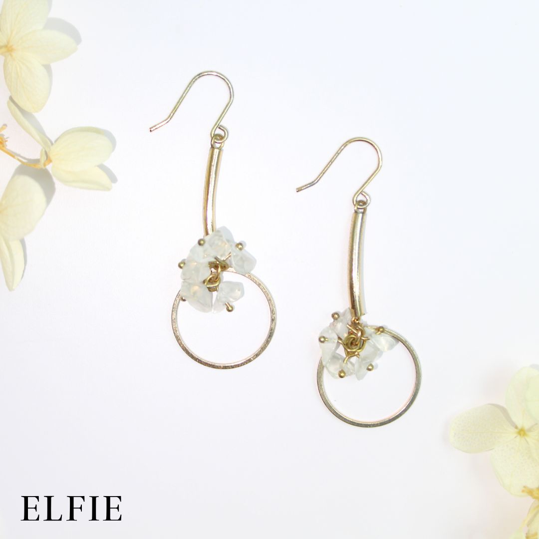 Quartz Ring Flower Earring