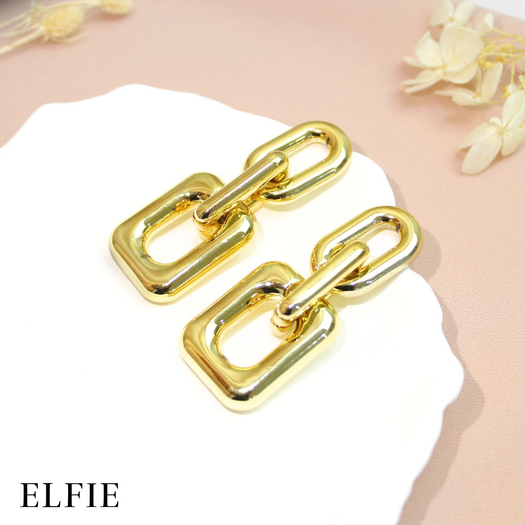 Golden Square Joined Stud Earring