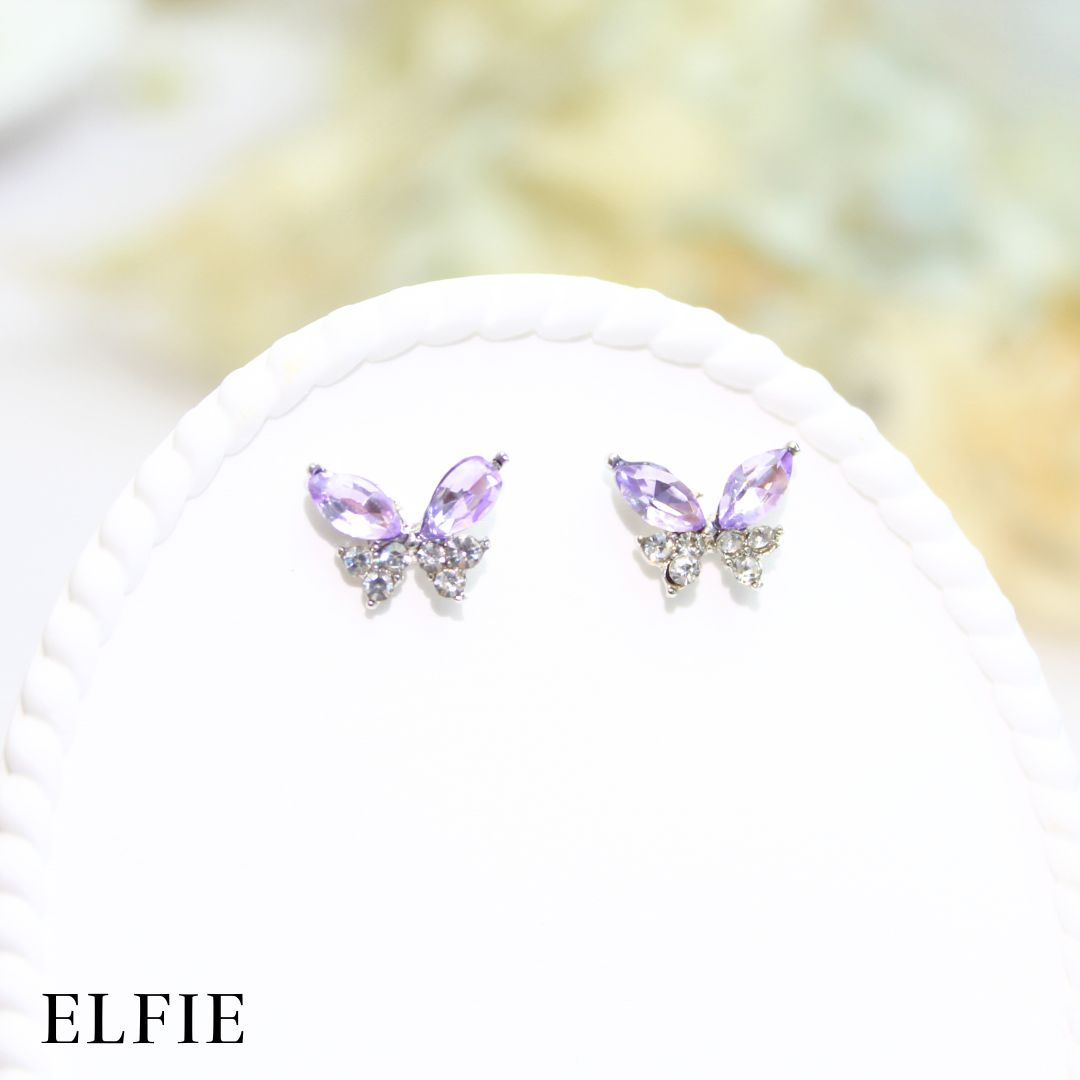 Crystal Pendant Butterfly Stud Earring