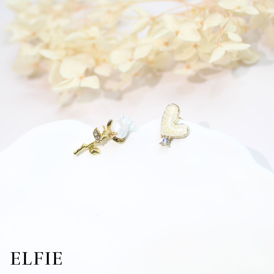White Rose Flower Stud Earring