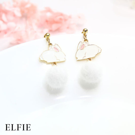 Rabbit Fluffy Ball Stud Earring