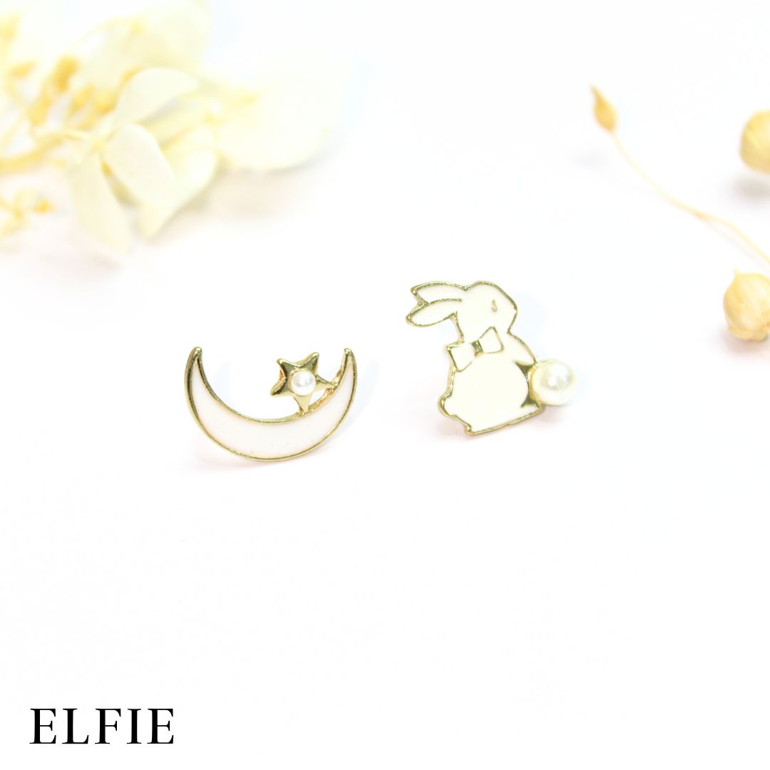 Rabbit Moon Stud Earring
