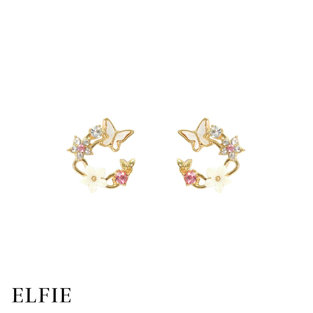 Butterfly Shiny Floral Stud Earing