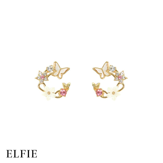 Butterfly Shiny Floral Stud Earing