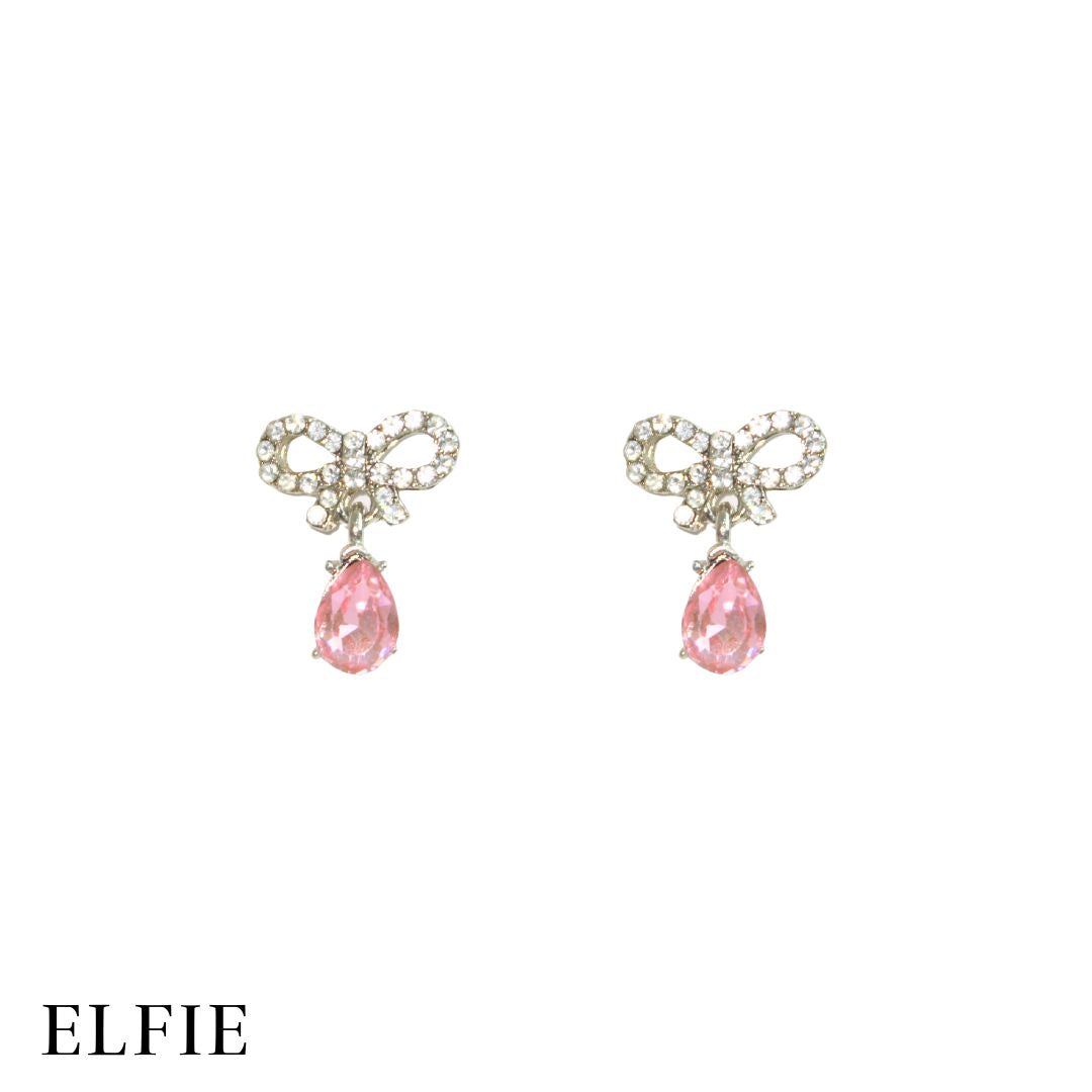 Ribbon Pinkish Pearl Stud Earring
