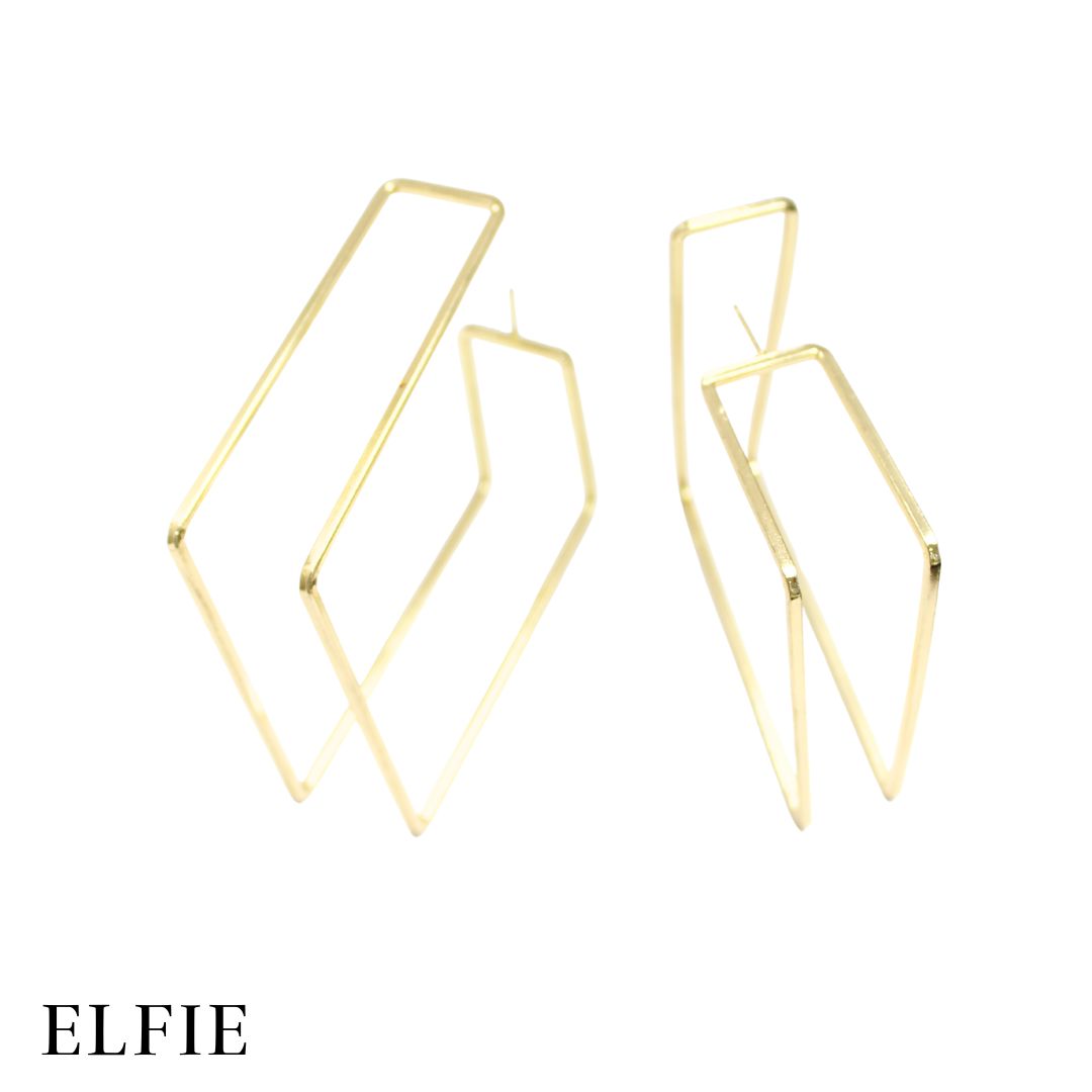 Golden Big Square Earring