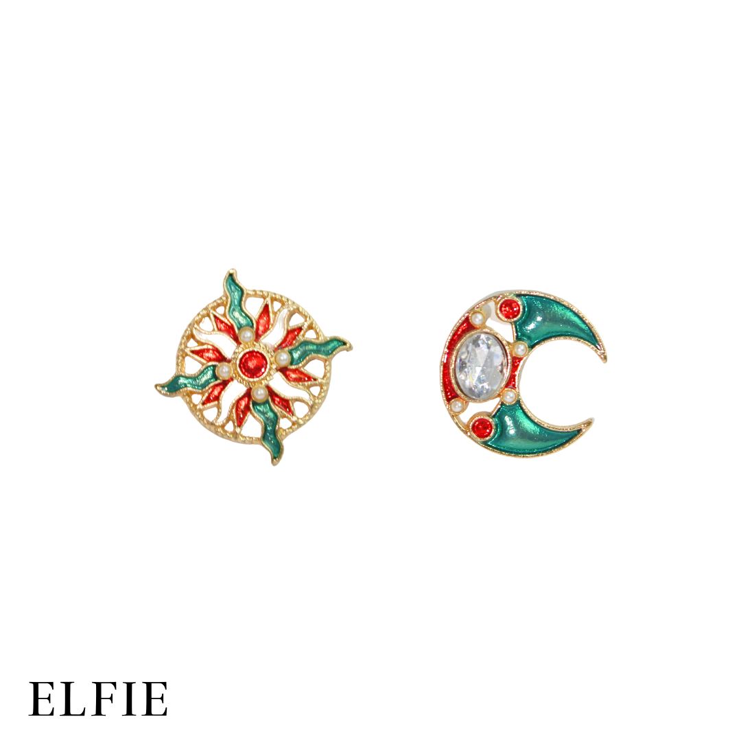 Emerald Sun & Moon Stud Earring