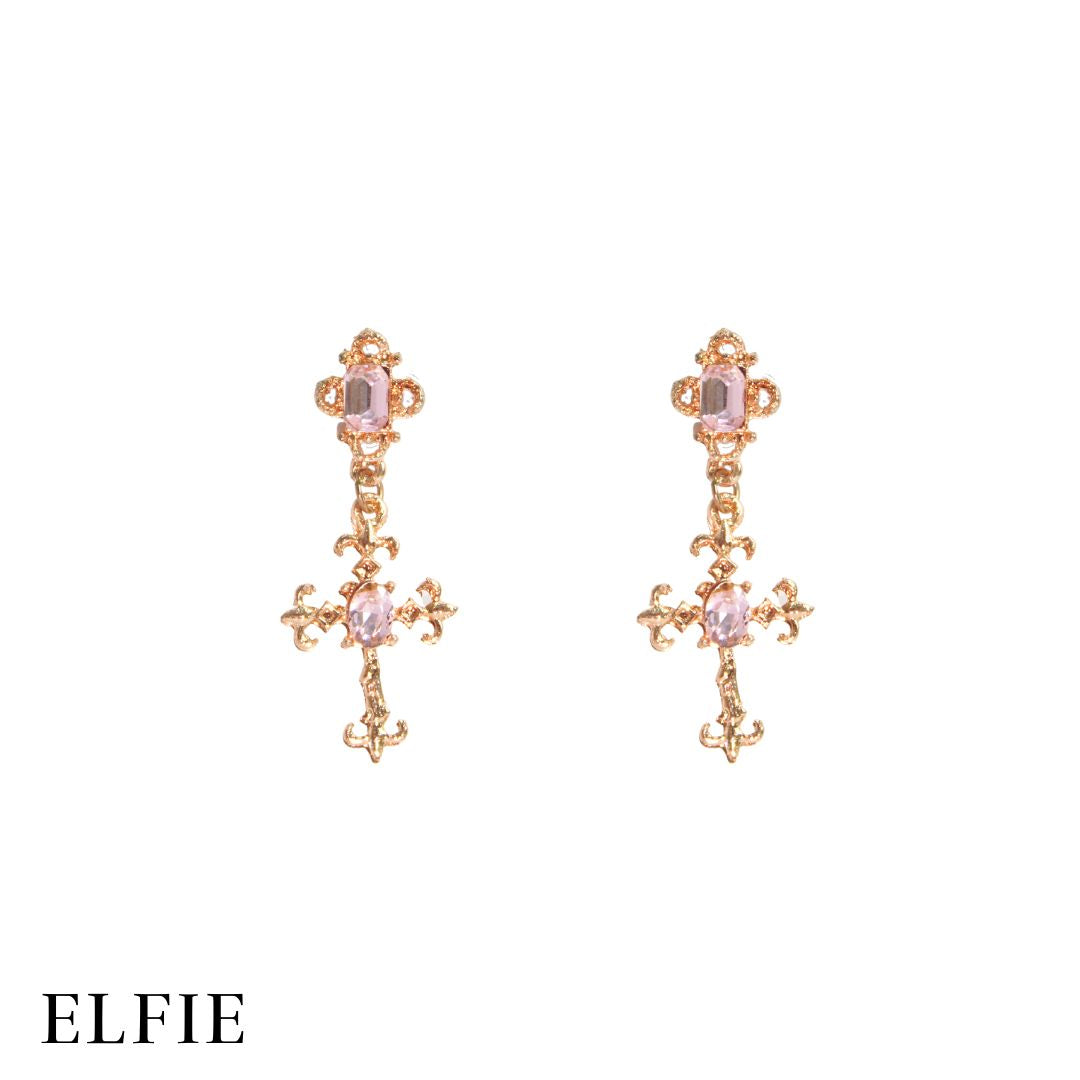 Rose Gold Pendant Cross Stud Earring