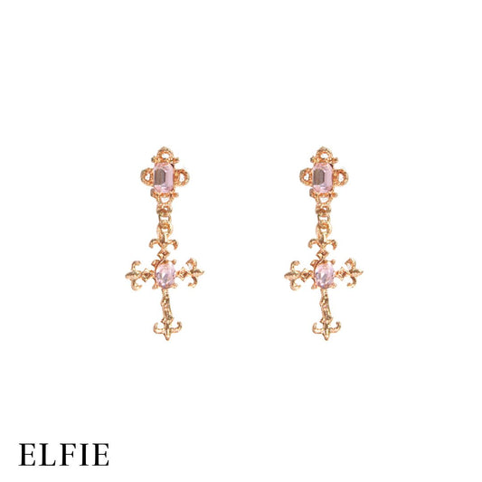 Rose Gold Pendant Cross Stud Earring