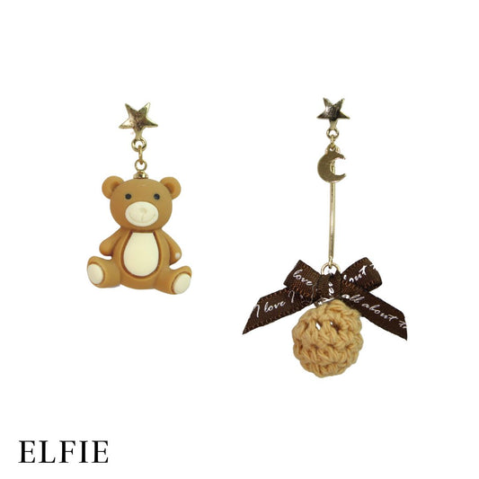 Teddy Crochet Ball Stud Earring