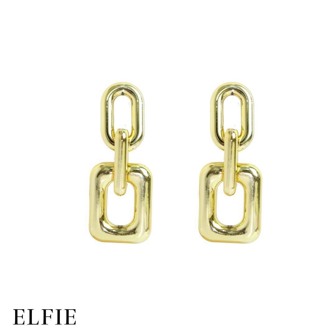 Golden Square Joined Stud Earring