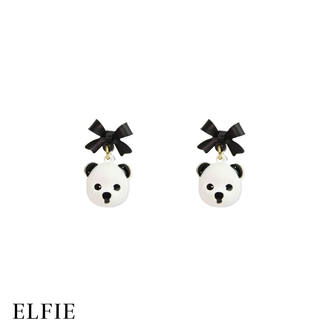 Panda With Ribbon Stud Earring