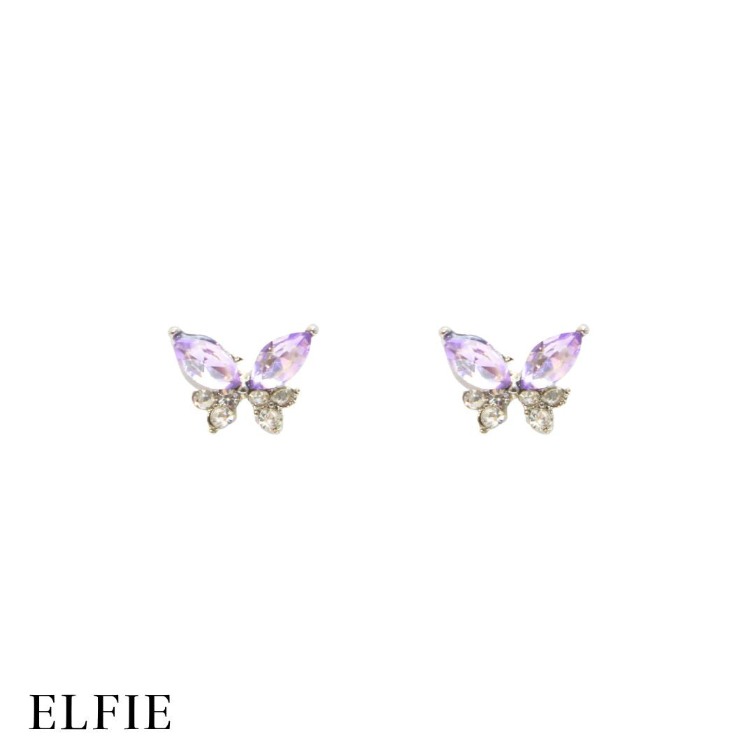 Crystal Pendant Butterfly Stud Earring