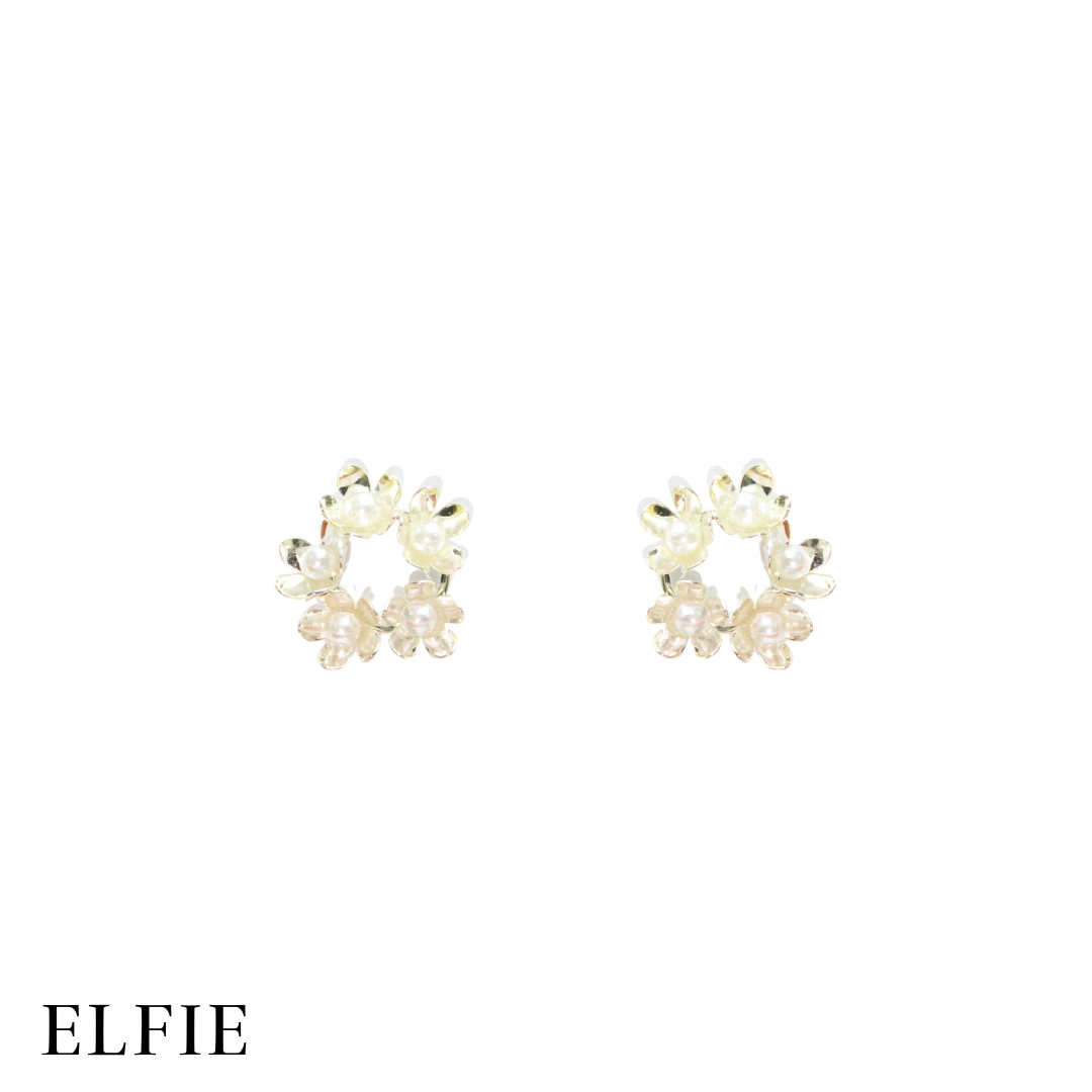 Floral With Pearl Stud Earring