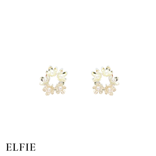 Floral With Pearl Stud Earring