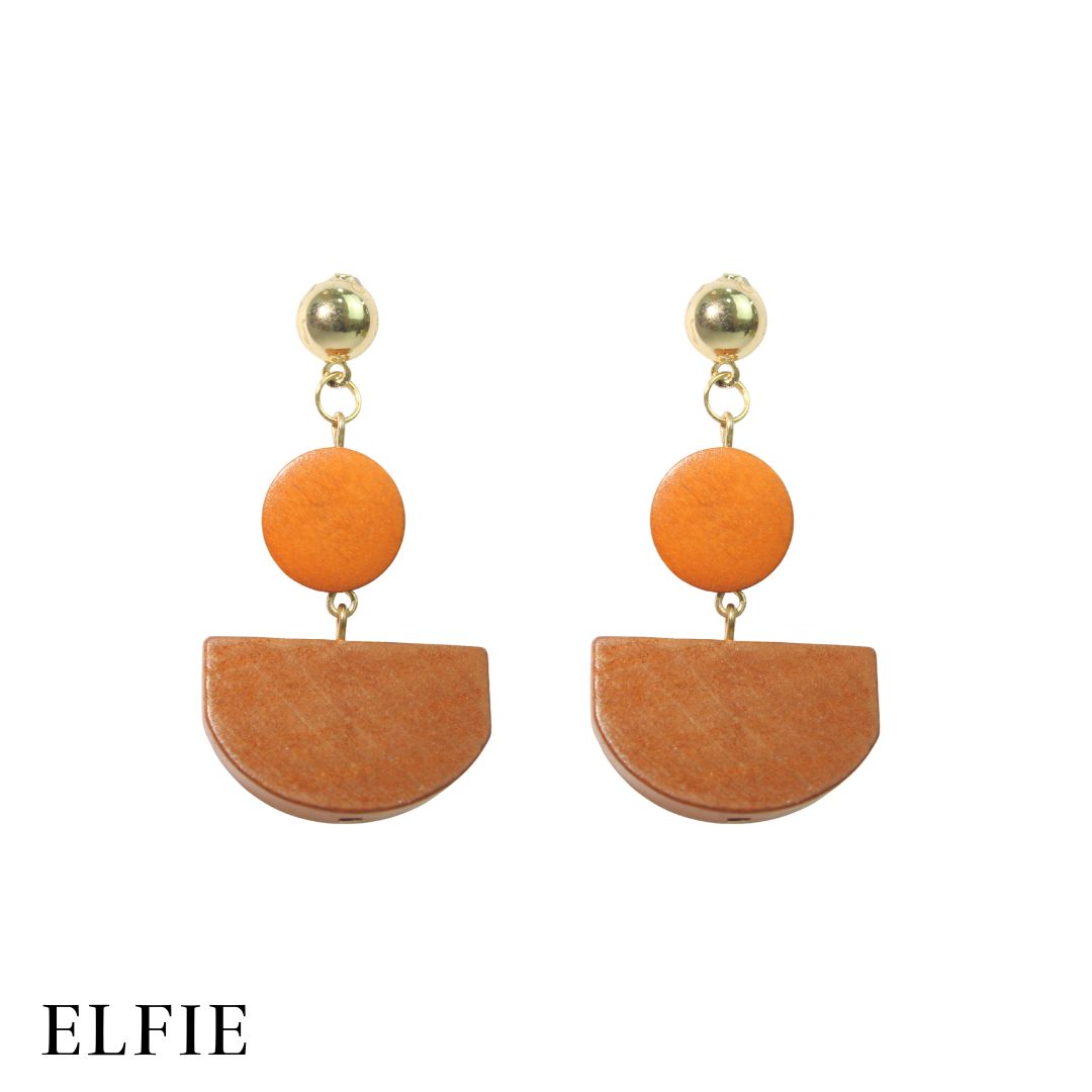 Geometric Wood Stud Earring