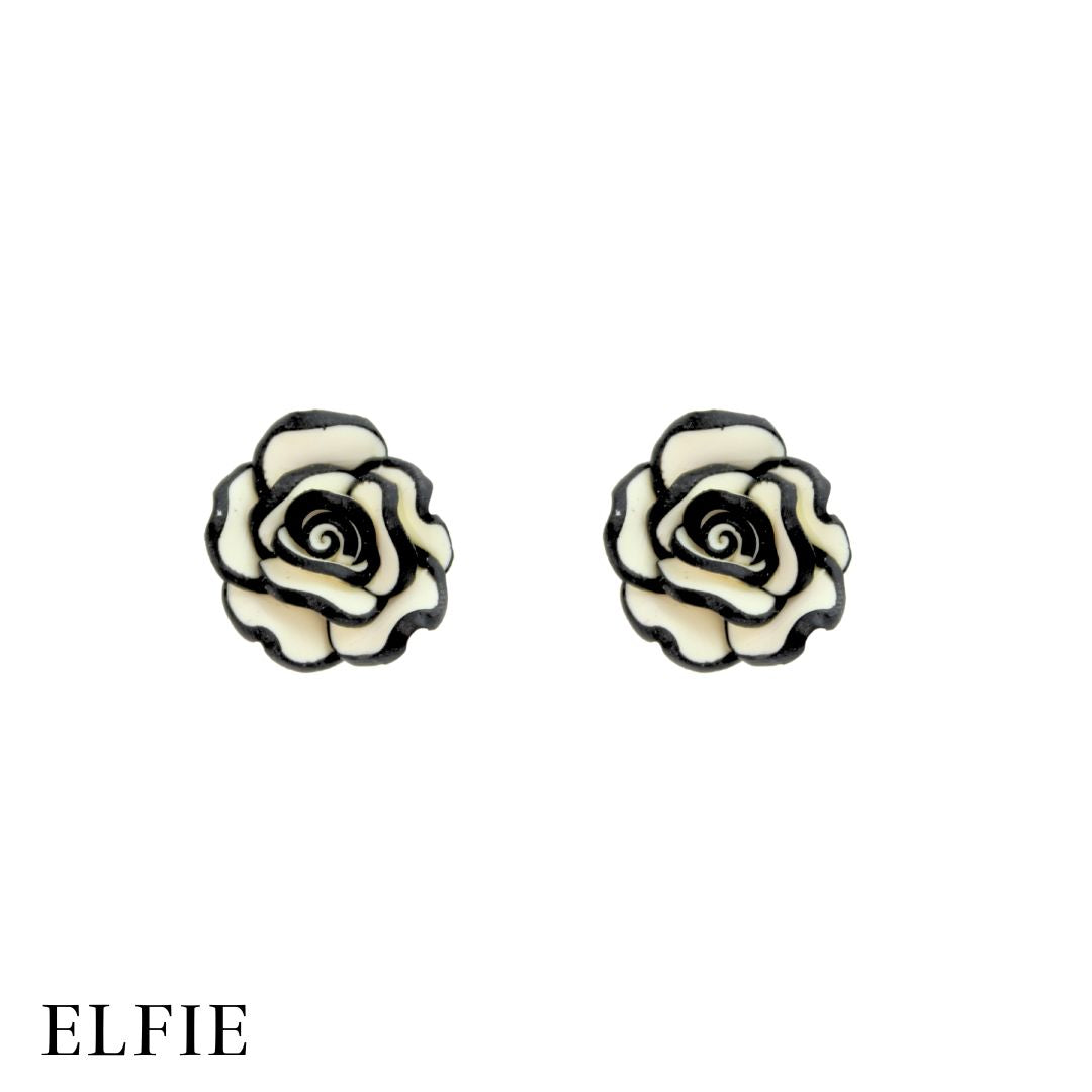 Black & White Rose Stud Earring