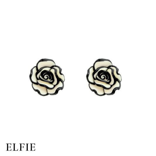 Black & White Rose Stud Earring