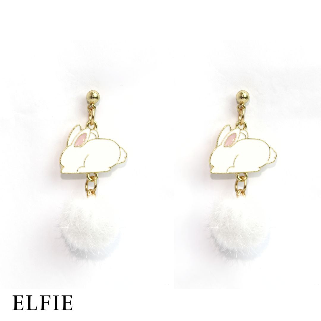 Rabbit Fluffy Ball Stud Earring