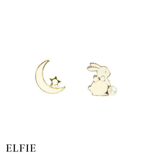 Rabbit Moon Stud Earring