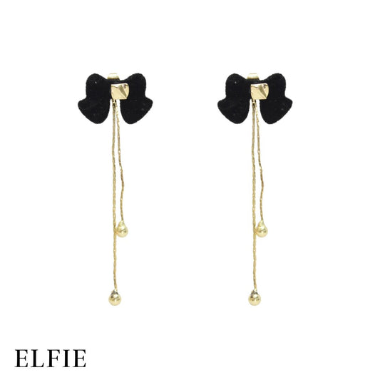 Elegant Black Ribbon Drop Earring