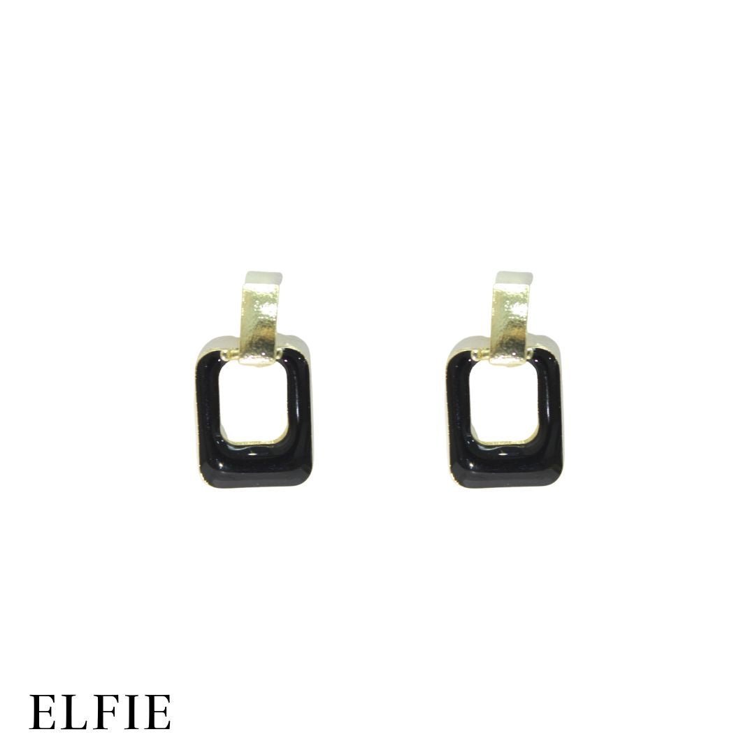 Elegant Black Square Stud Earring