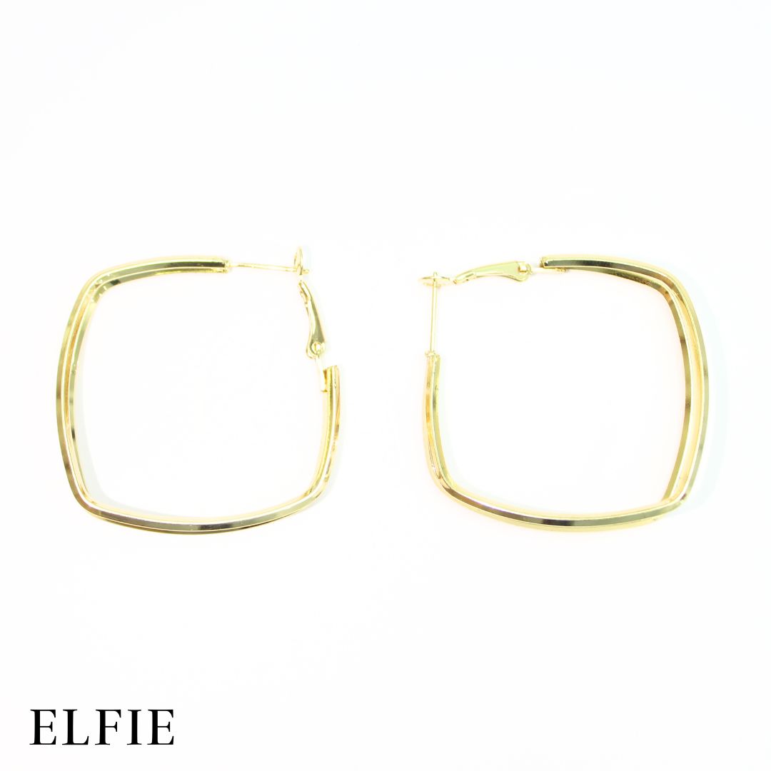 Golden Double Square Stud Earring