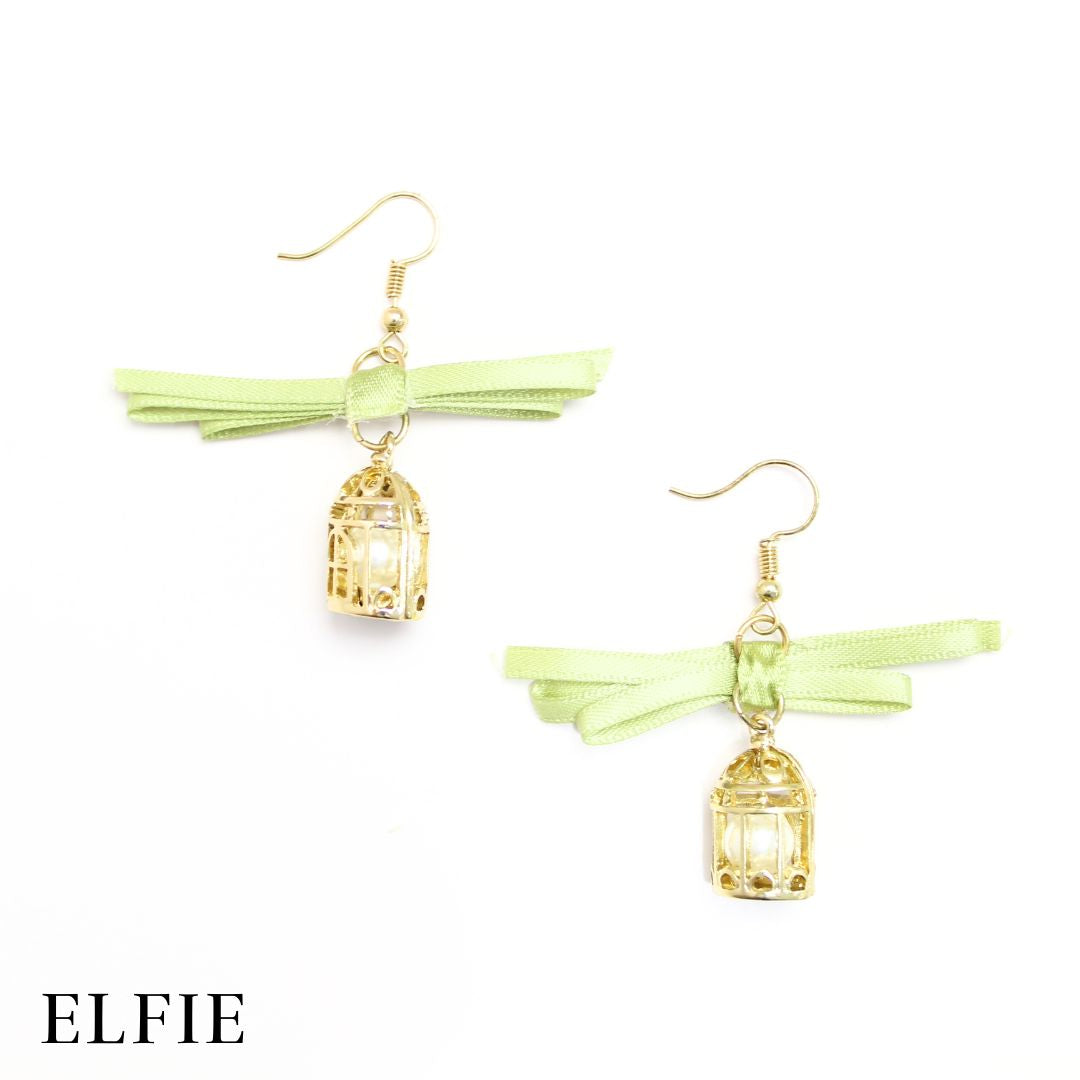 Bird Cage With Ribbon Earring