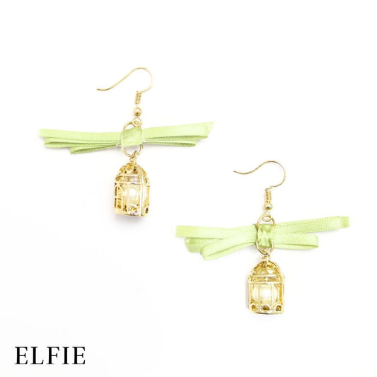 Bird Cage With Ribbon Earring