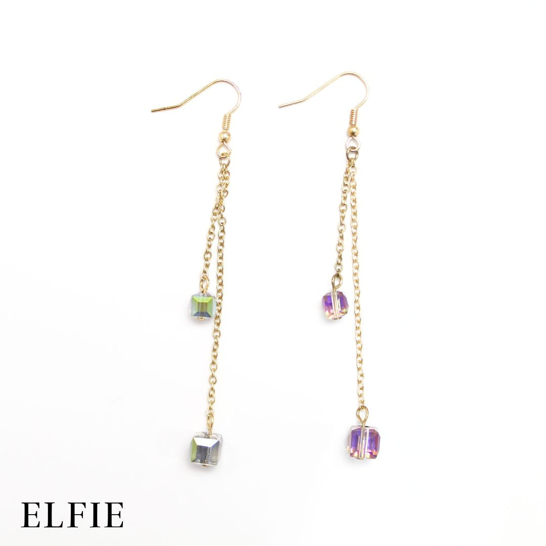 Double Crystal Cube Drop Earring