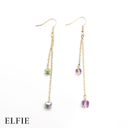 Double Crystal Cube Drop Earring