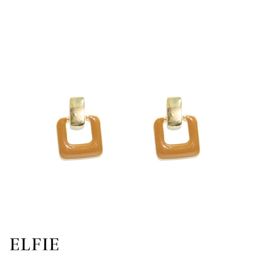Elegant Brown Square Stud Earring